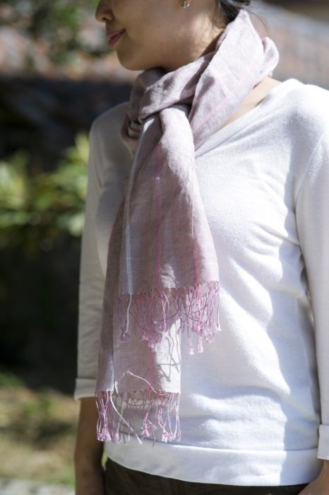 ロートン織ショール（綿麻）　