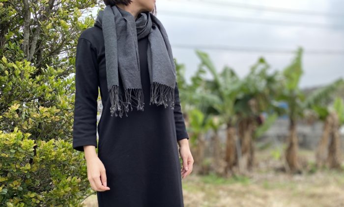 綿silk縞ショール